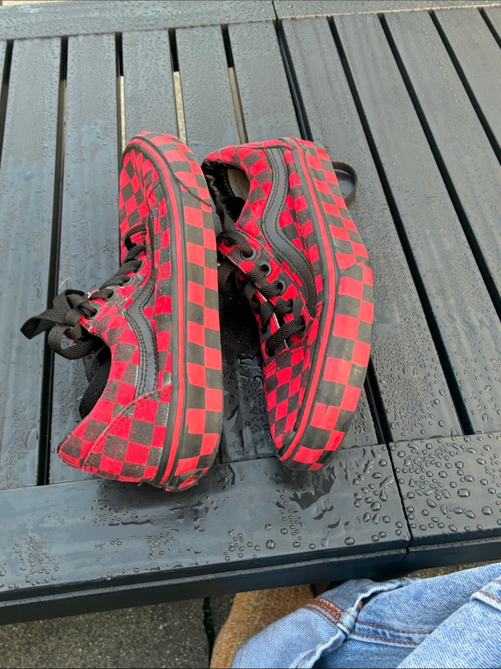 Women’s Vans Red and Black Checkerboard Skater Sneakers 6.5 - Picture 6 of 9